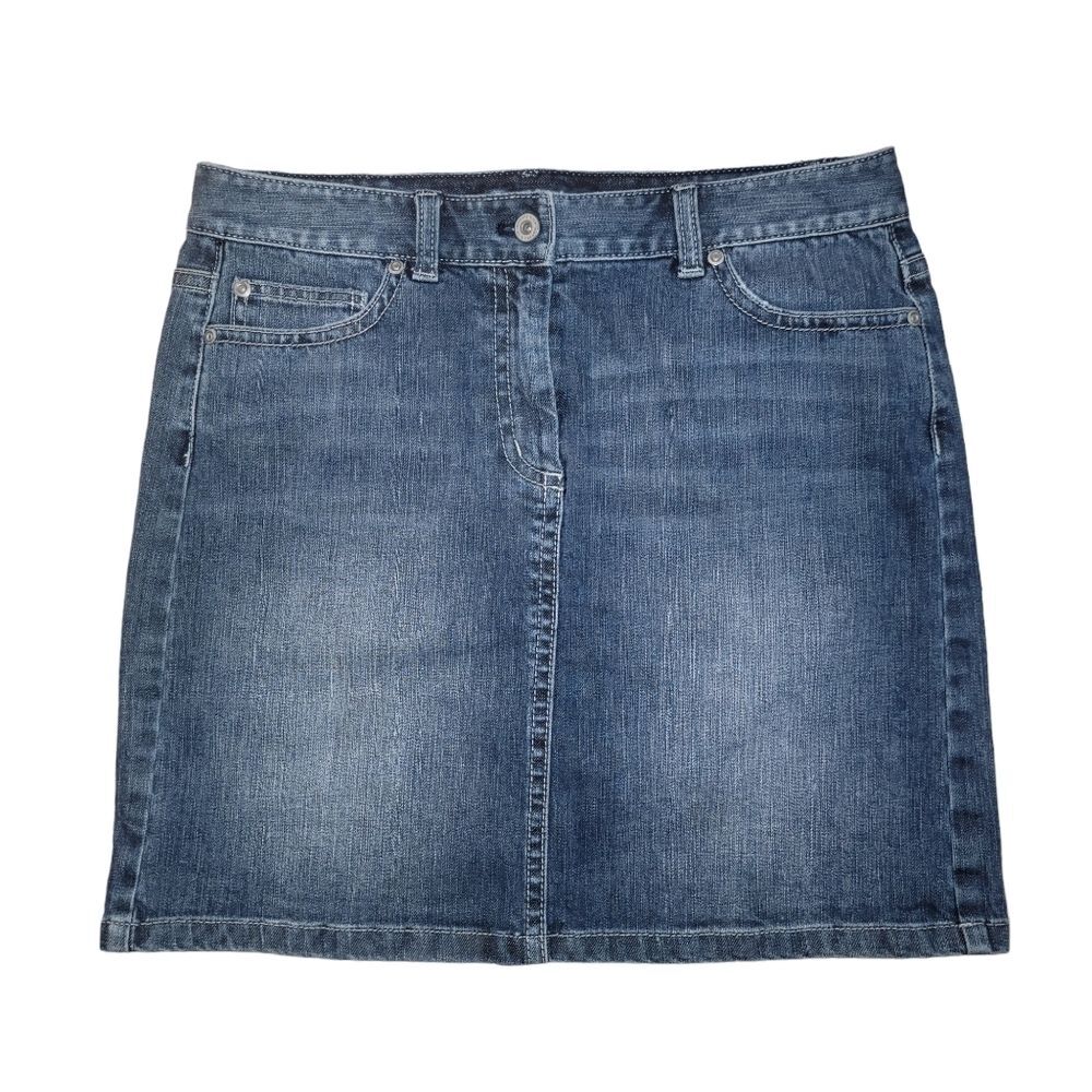 Ann Taylor denim jean flap pocket skirt size 8
